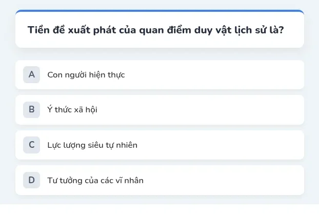 Mặt trước thẻ chương 3: tiền đề của quan điểm duy vật lịch sử